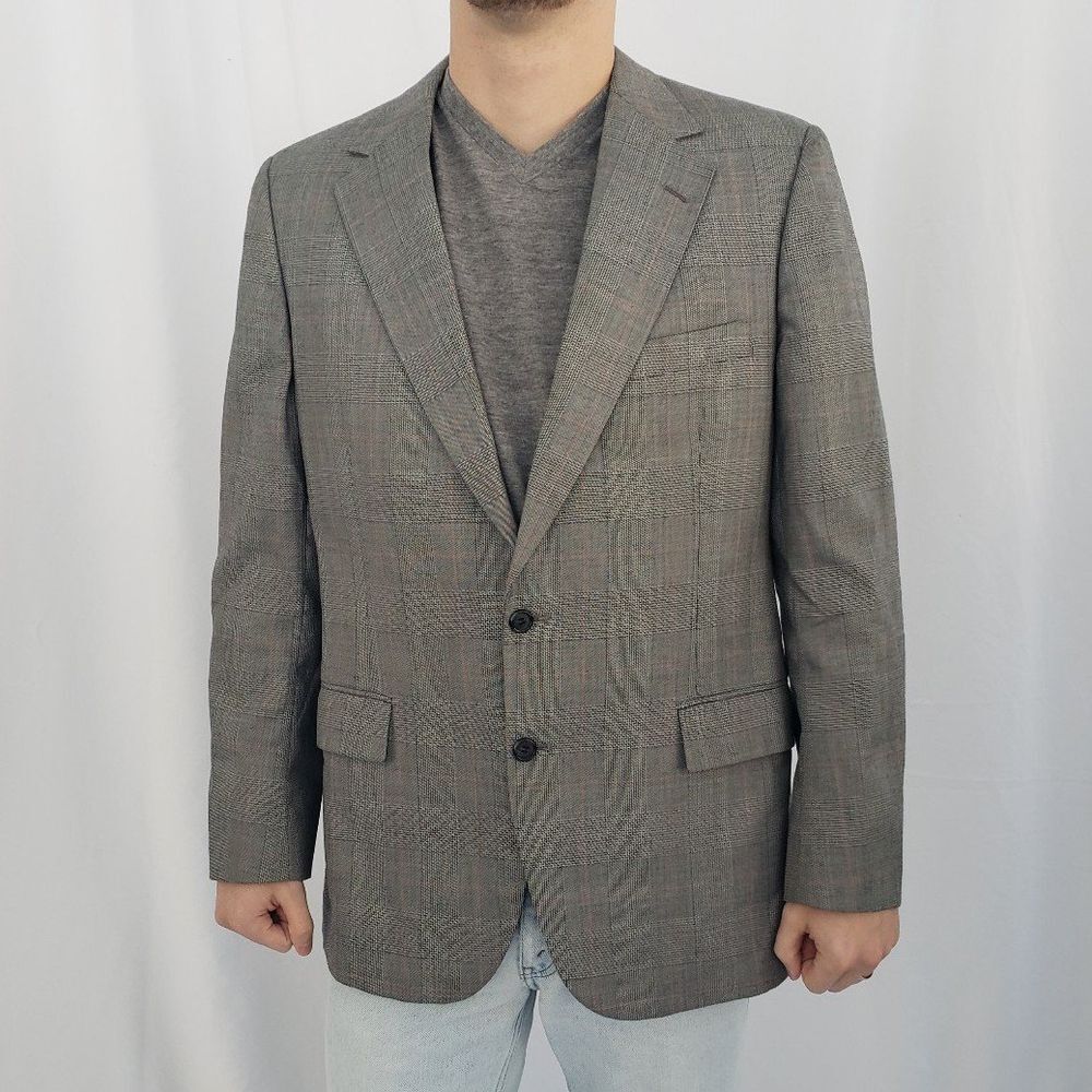 80s/90s‎ Gray Plaid Suit Jacket